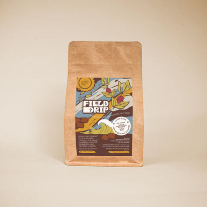 Field Drip Classic Blend coffee beans 250g — dark chocolate and cocoa, 100% Arabica medium roast harvested in PNG and Uganda
