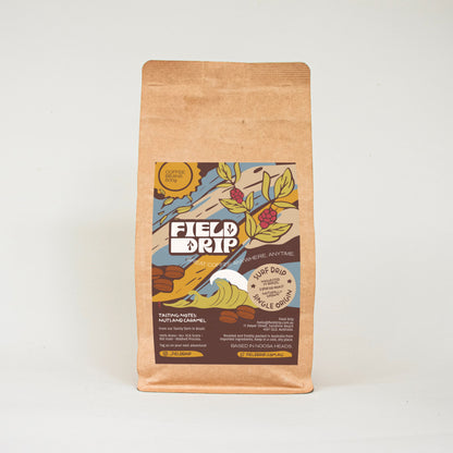 Field Drip Surf Drip specialty coffee beans 500g — single origin, nuts and caramel tasting notes, based in Noosa Heads